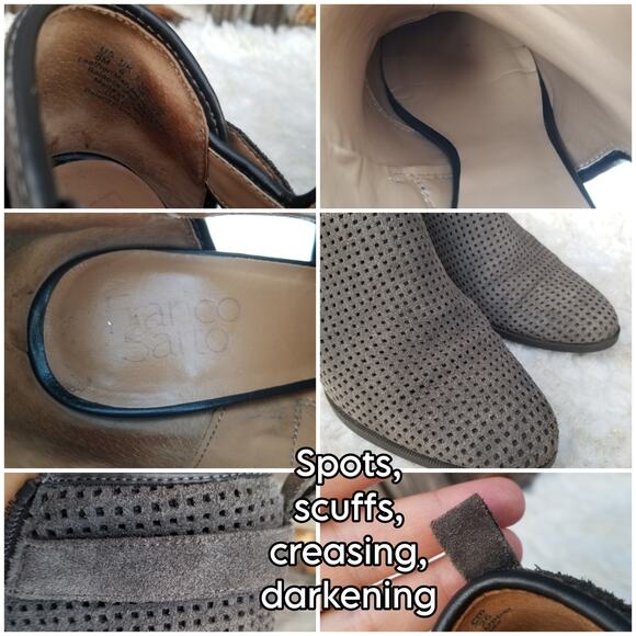 Suede Shootie Franco Sarto Dale 2 Sz 8 Perforated Leather Ankle Boot Dark Gray - Picture 9 of 13